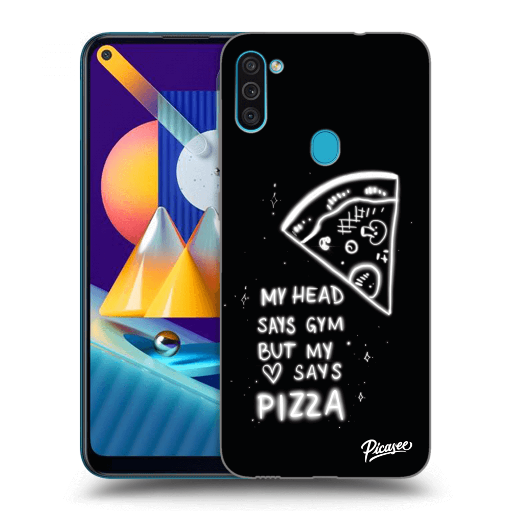Picasee silikonowe czarne etui na Samsung Galaxy M11 - Pizza