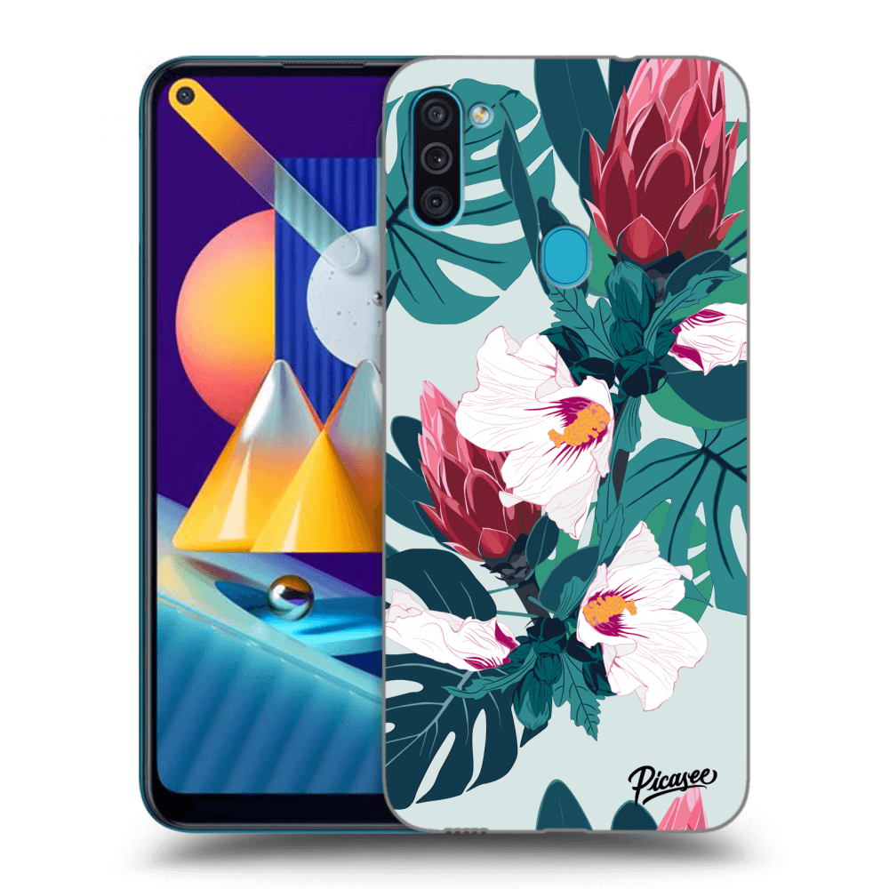 Picasee silikonowe przeźroczyste etui na Samsung Galaxy M11 - Rhododendron