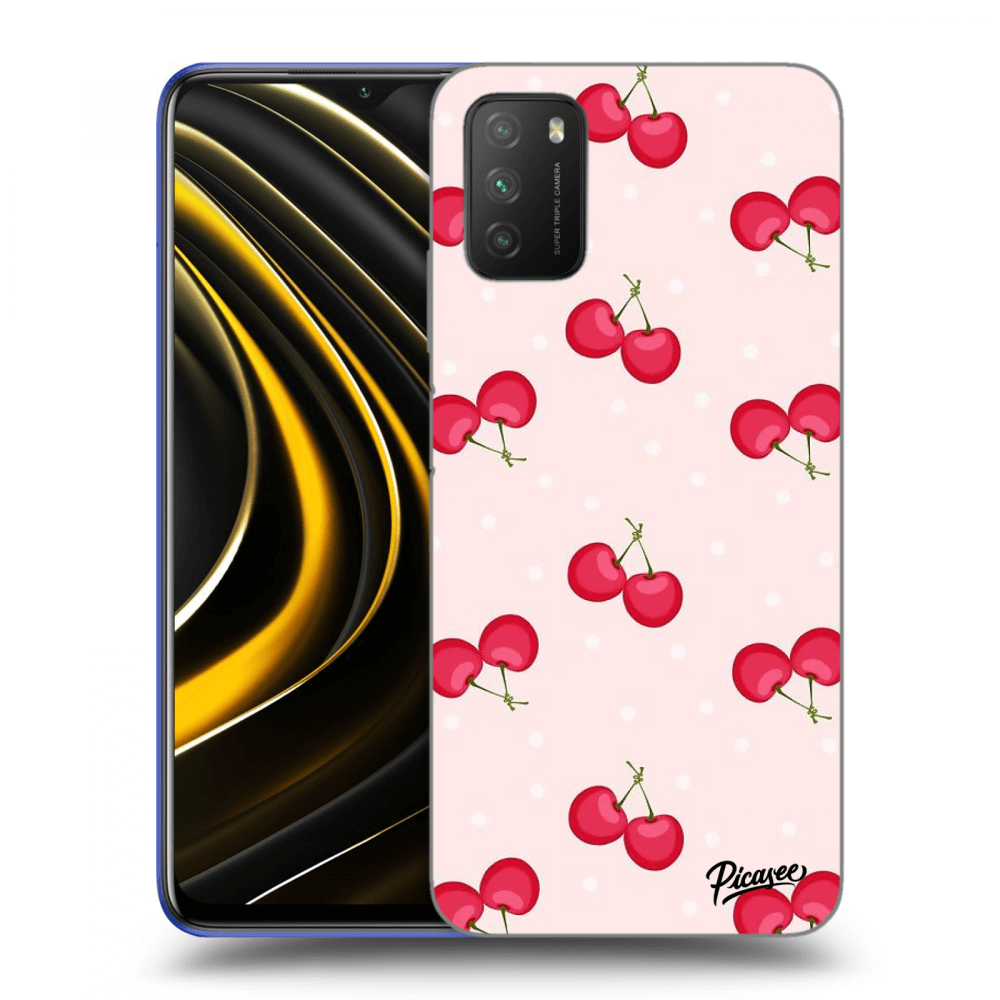 Picasee silikonowe czarne etui na Xiaomi Poco M3 - Cherries