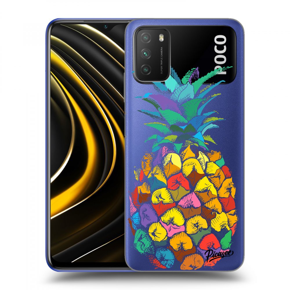 Picasee silikonowe przeźroczyste etui na Xiaomi Poco M3 - Pineapple