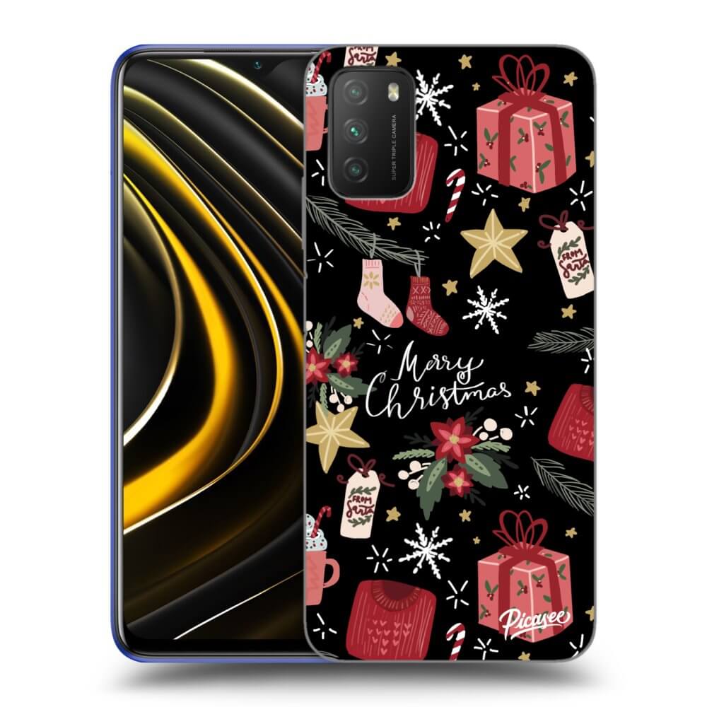Picasee silikonowe czarne etui na Xiaomi Poco M3 - Christmas