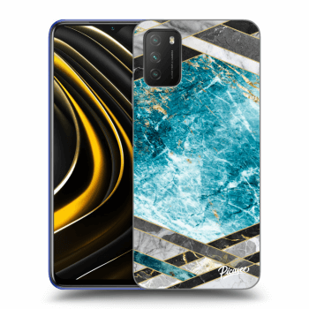 Picasee silikonowe czarne etui na Xiaomi Poco M3 - Blue geometry