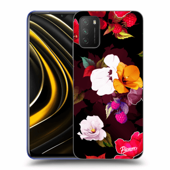 Picasee silikonowe przeźroczyste etui na Xiaomi Poco M3 - Flowers and Berries