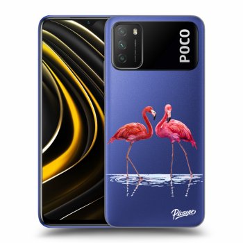 Picasee silikonowe przeźroczyste etui na Xiaomi Poco M3 - Flamingos couple