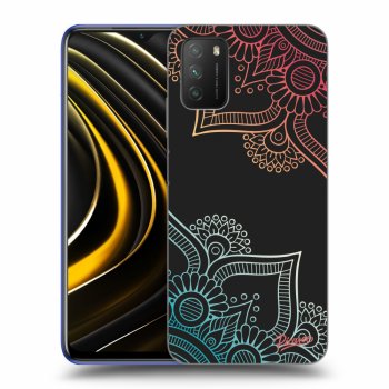 Picasee silikonowe czarne etui na Xiaomi Poco M3 - Flowers pattern