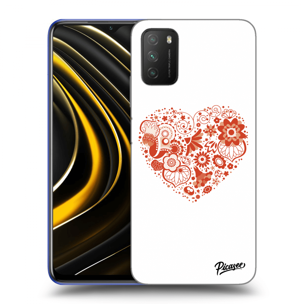 Picasee silikonowe czarne etui na Xiaomi Poco M3 - Big heart