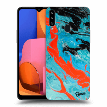 Picasee silikonowe przeźroczyste etui na Samsung Galaxy A20s - Blue Magma