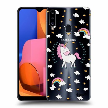 Picasee silikonowe przeźroczyste etui na Samsung Galaxy A20s - Unicorn star heaven