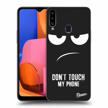 Picasee silikonowe czarne etui na Samsung Galaxy A20s - Don't Touch My Phone