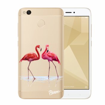 Picasee silikonowe przeźroczyste etui na Xiaomi Redmi 4X Global - Flamingos couple