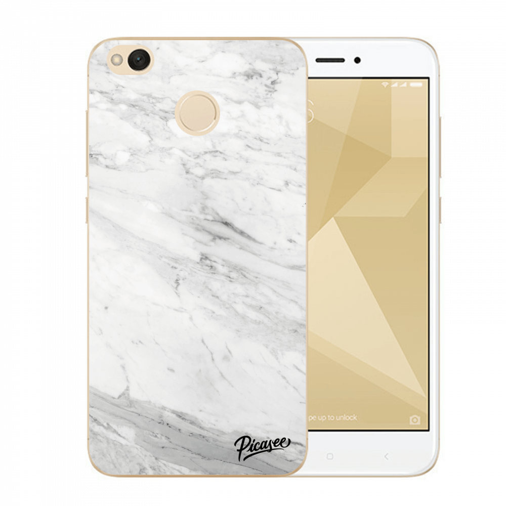 Picasee silikonowe przeźroczyste etui na Xiaomi Redmi 4X Global - White marble