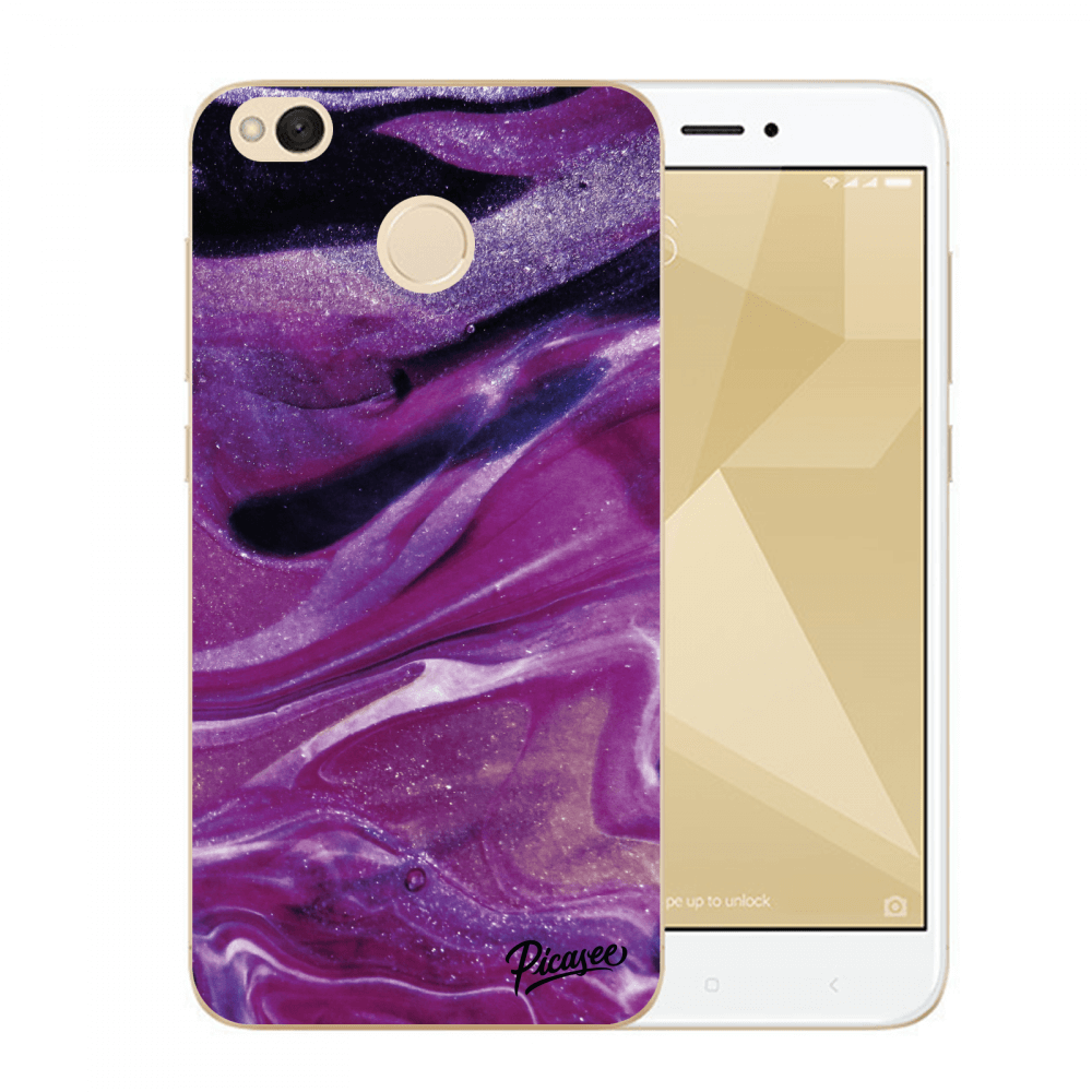 Picasee silikonowe przeźroczyste etui na Xiaomi Redmi 4X Global - Purple glitter