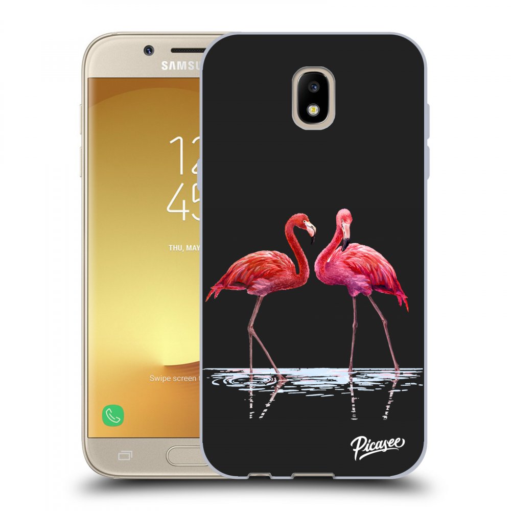 Picasee silikonowe czarne etui na Samsung Galaxy J5 2017 J530F - Flamingos couple