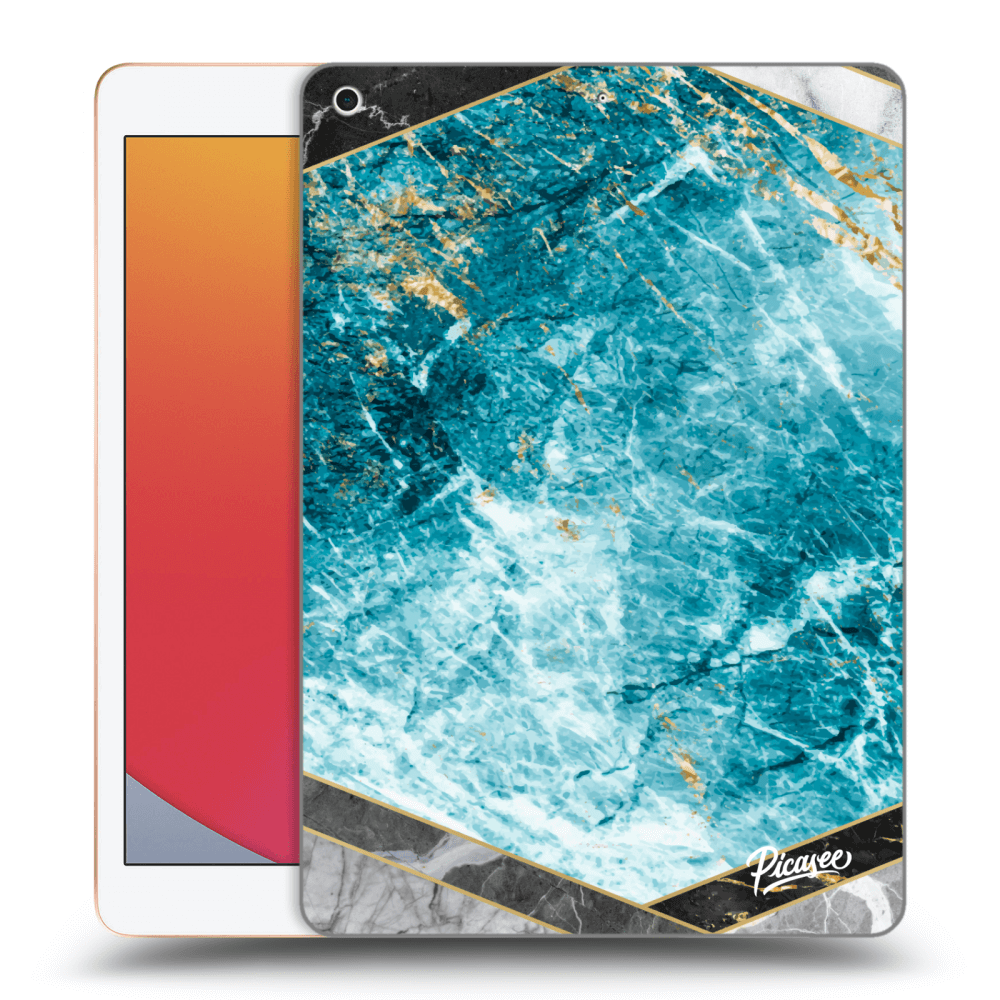 Picasee silikonowe przeźroczyste etui na Apple iPad 10.2" 2020 (8. gen) - Blue geometry
