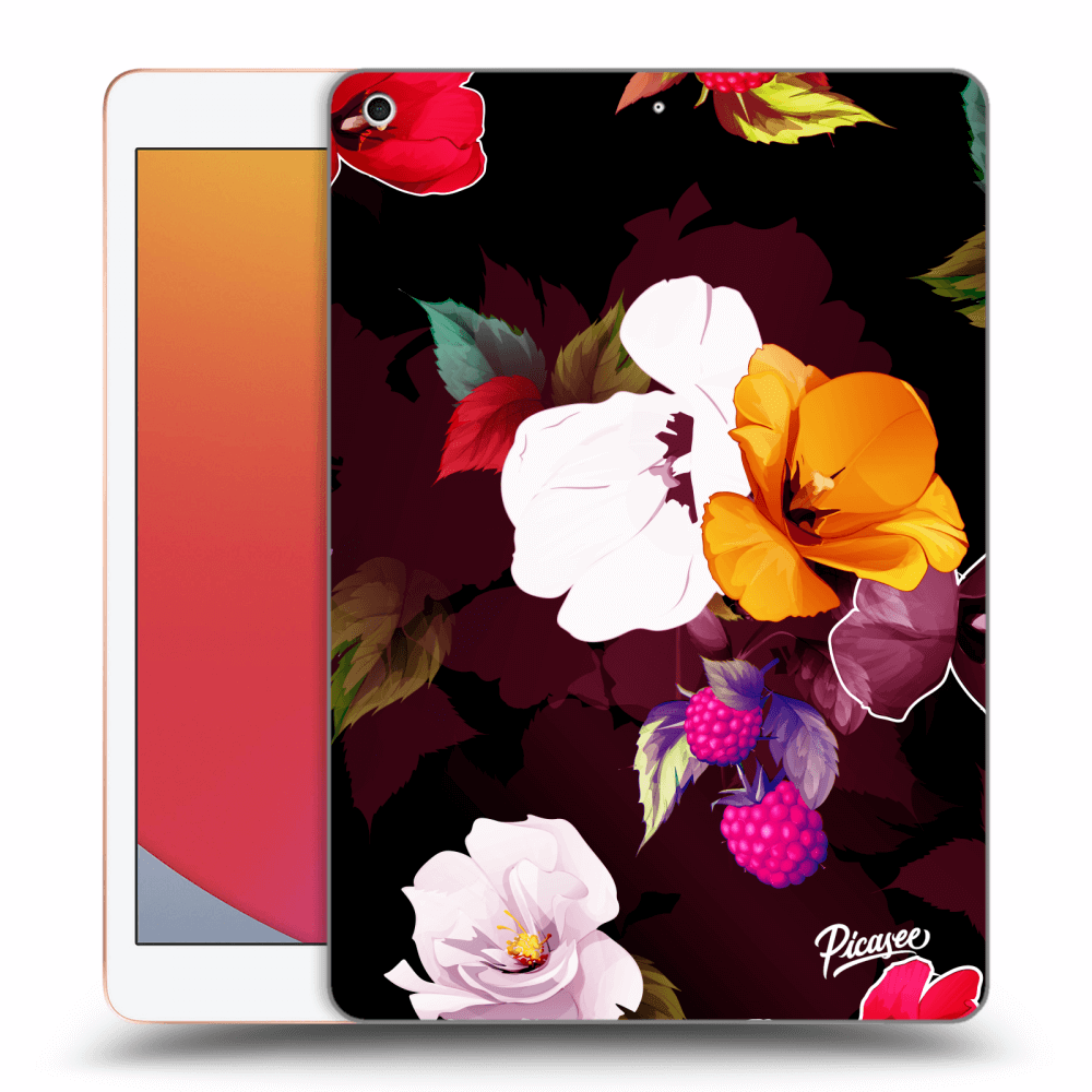 Picasee silikonowe czarne etui na Apple iPad 10.2" 2020 (8. gen) - Flowers and Berries