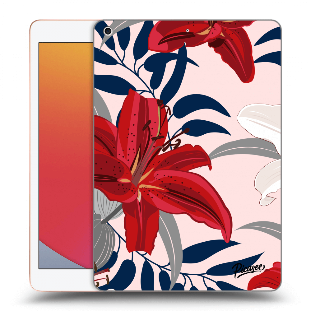 Picasee silikonowe czarne etui na Apple iPad 10.2" 2020 (8. gen) - Red Lily
