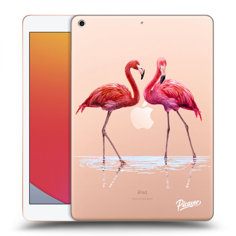 Picasee silikonowe przeźroczyste etui na Apple iPad 10.2" 2020 (8. gen) - Flamingos couple