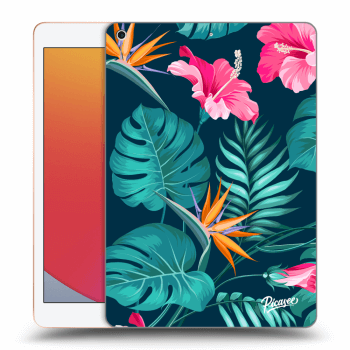 Picasee silikonowe czarne etui na Apple iPad 10.2" 2020 (8. gen) - Pink Monstera