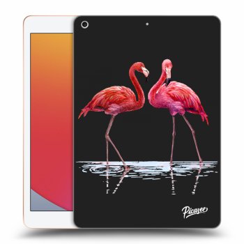 Picasee silikonowe czarne etui na Apple iPad 10.2" 2020 (8. gen) - Flamingos couple