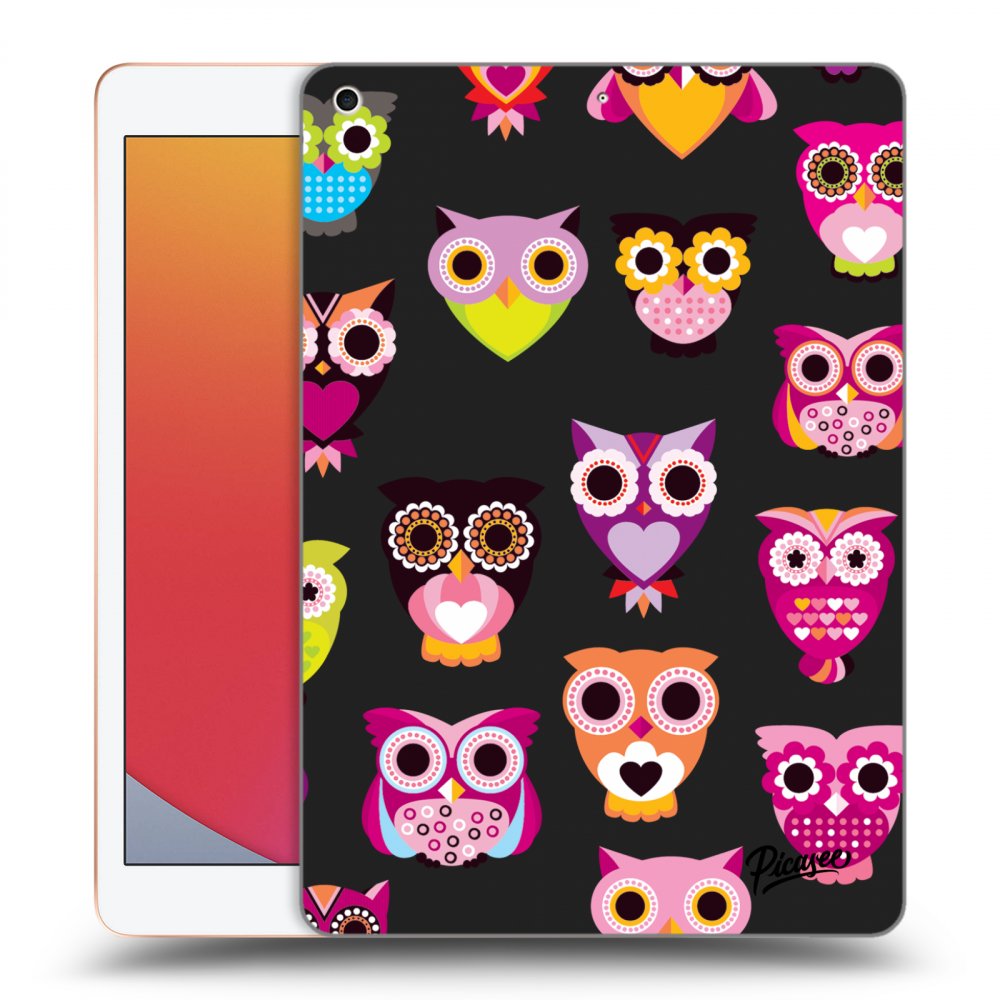 Picasee silikonowe czarne etui na Apple iPad 10.2" 2020 (8. gen) - Owls