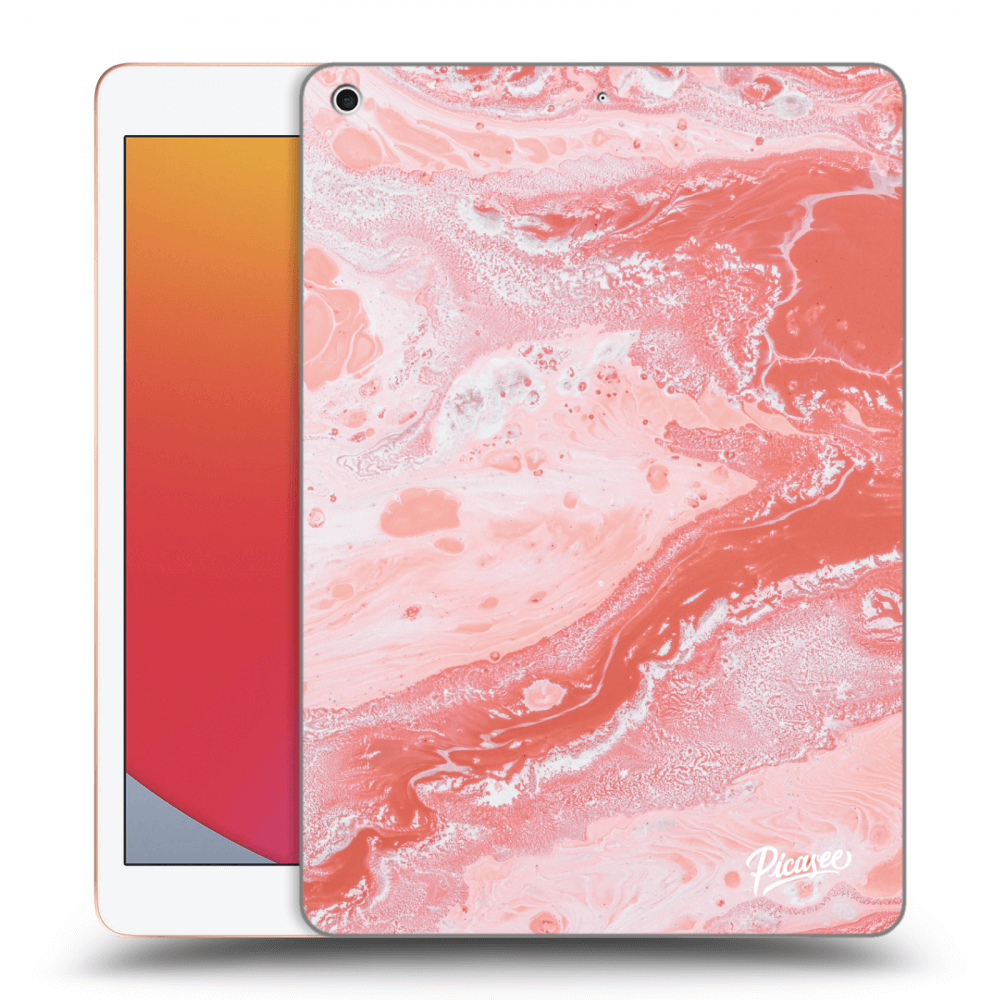 Picasee silikonowe przeźroczyste etui na Apple iPad 10.2" 2020 (8. gen) - Red liquid