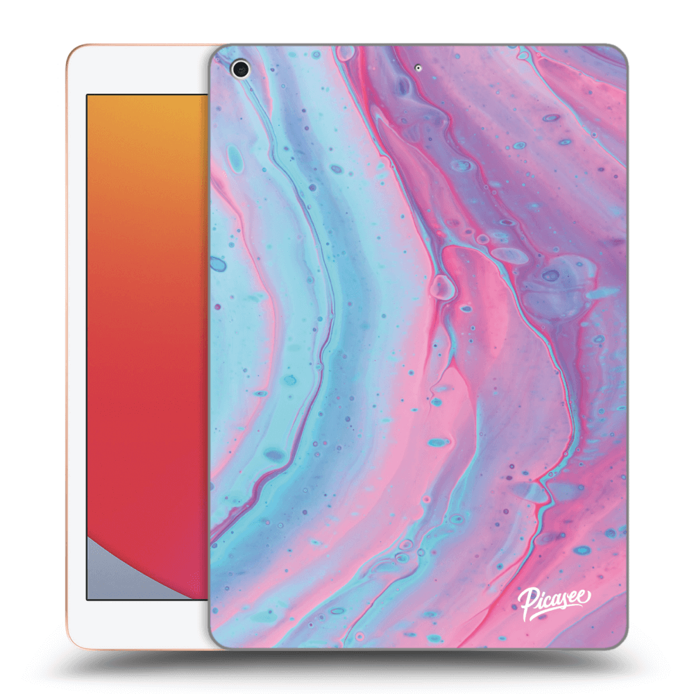 Picasee silikonowe przeźroczyste etui na Apple iPad 10.2" 2020 (8. gen) - Pink liquid