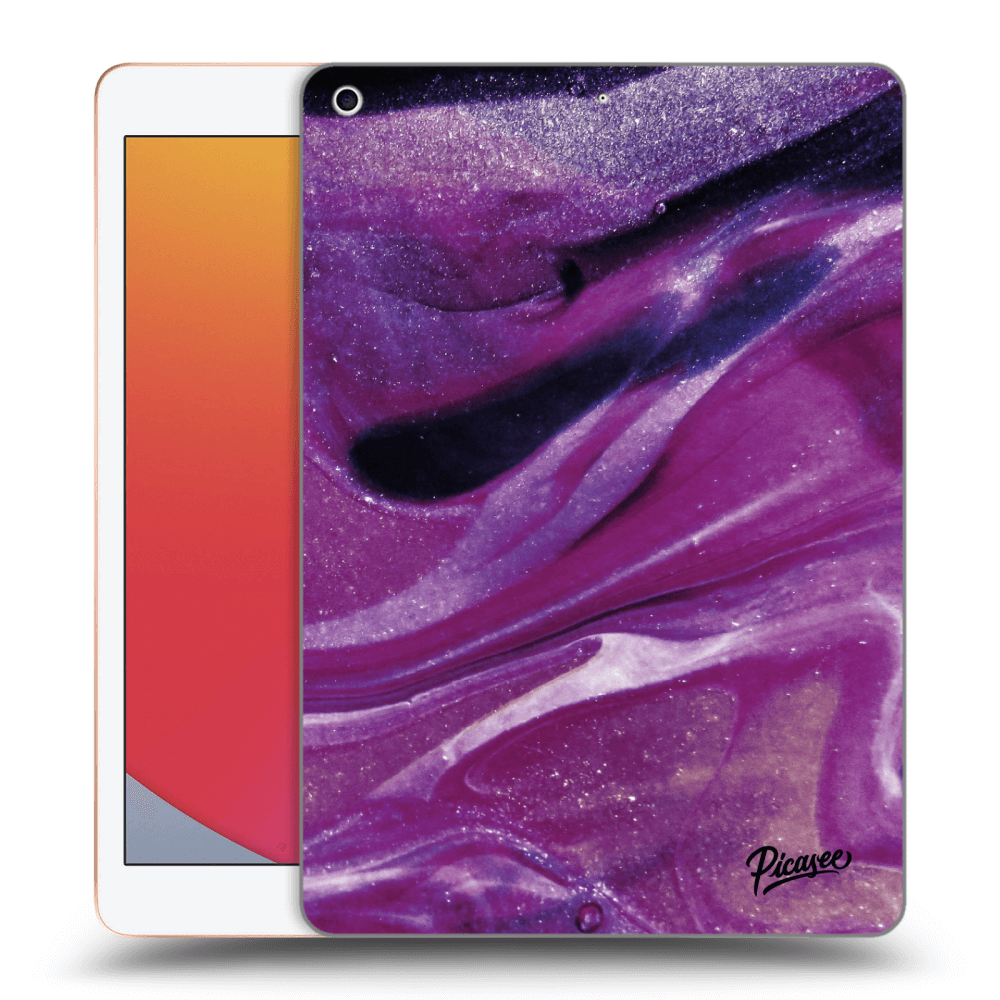 Picasee silikonowe przeźroczyste etui na Apple iPad 10.2" 2020 (8. gen) - Purple glitter