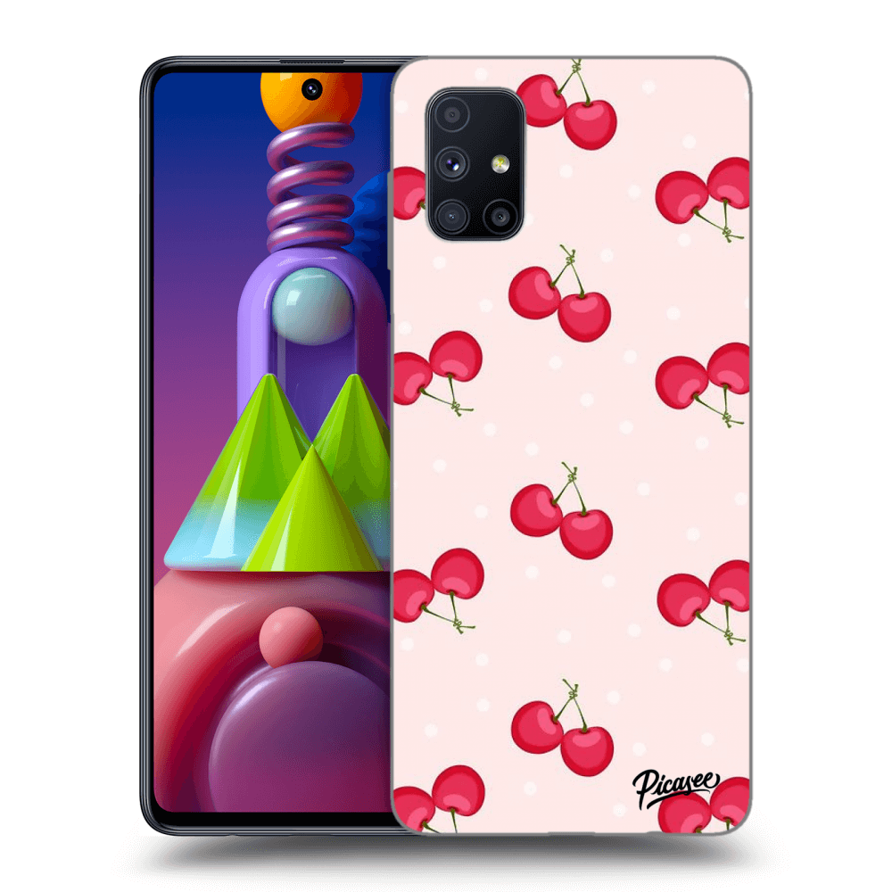 Picasee silikonowe czarne etui na Samsung Galaxy M51 M515F - Cherries