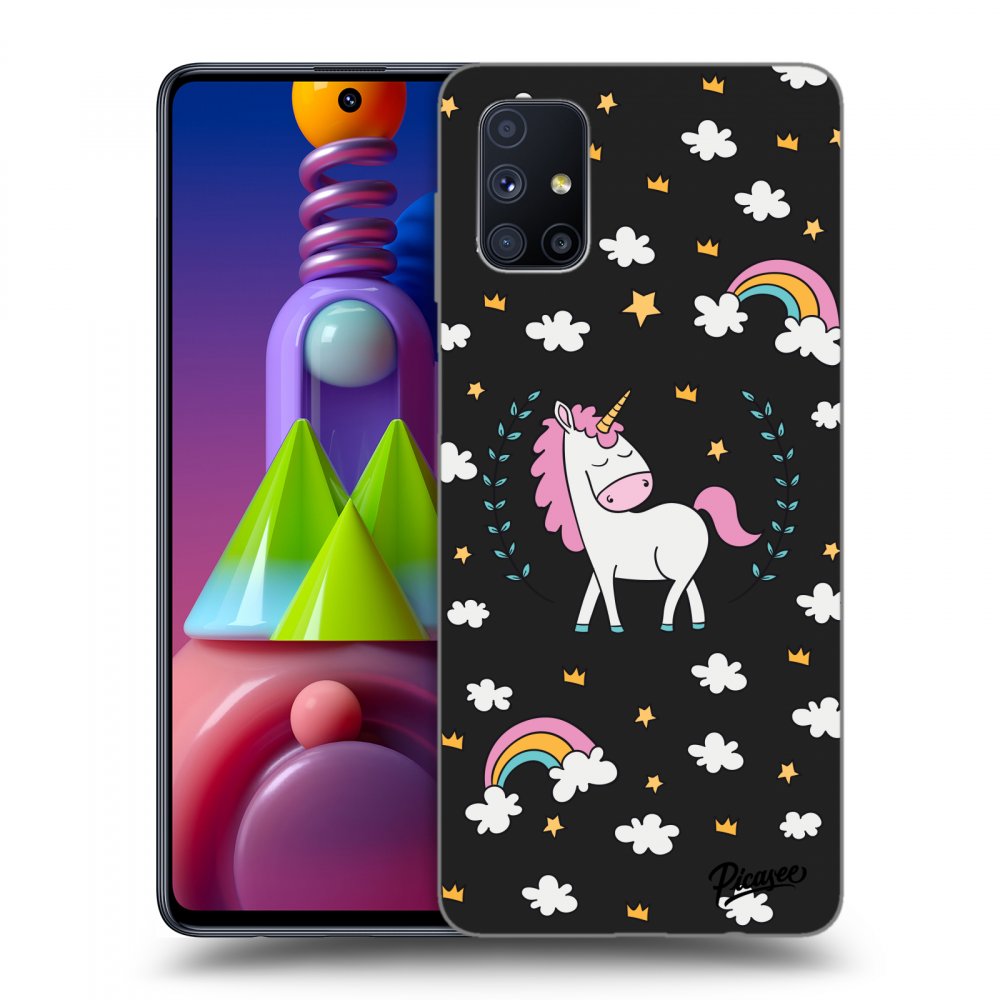 Picasee silikonowe czarne etui na Samsung Galaxy M51 M515F - Unicorn star heaven