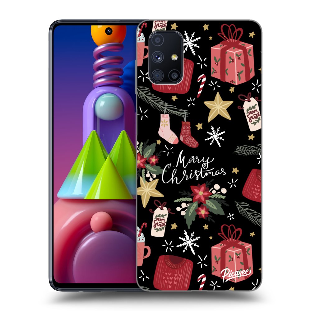Picasee silikonowe czarne etui na Samsung Galaxy M51 M515F - Christmas