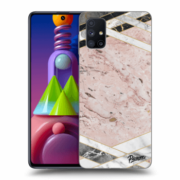 Picasee silikonowe czarne etui na Samsung Galaxy M51 M515F - Pink geometry