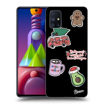 Picasee silikonowe czarne etui na Samsung Galaxy M51 M515F - Christmas Stickers
