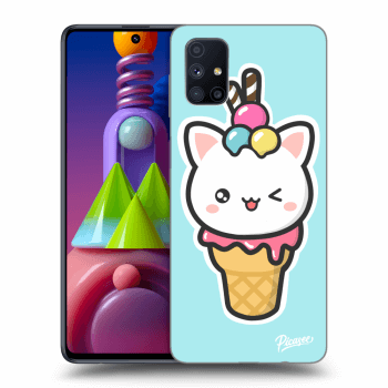 Picasee silikonowe przeźroczyste etui na Samsung Galaxy M51 M515F - Ice Cream Cat