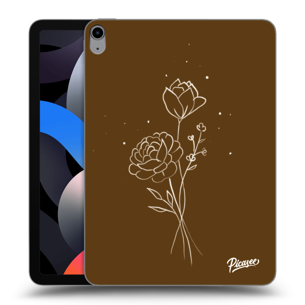 Picasee silikonowe przeźroczyste etui na Apple iPad Air 4 10.9" 2020 - Brown flowers