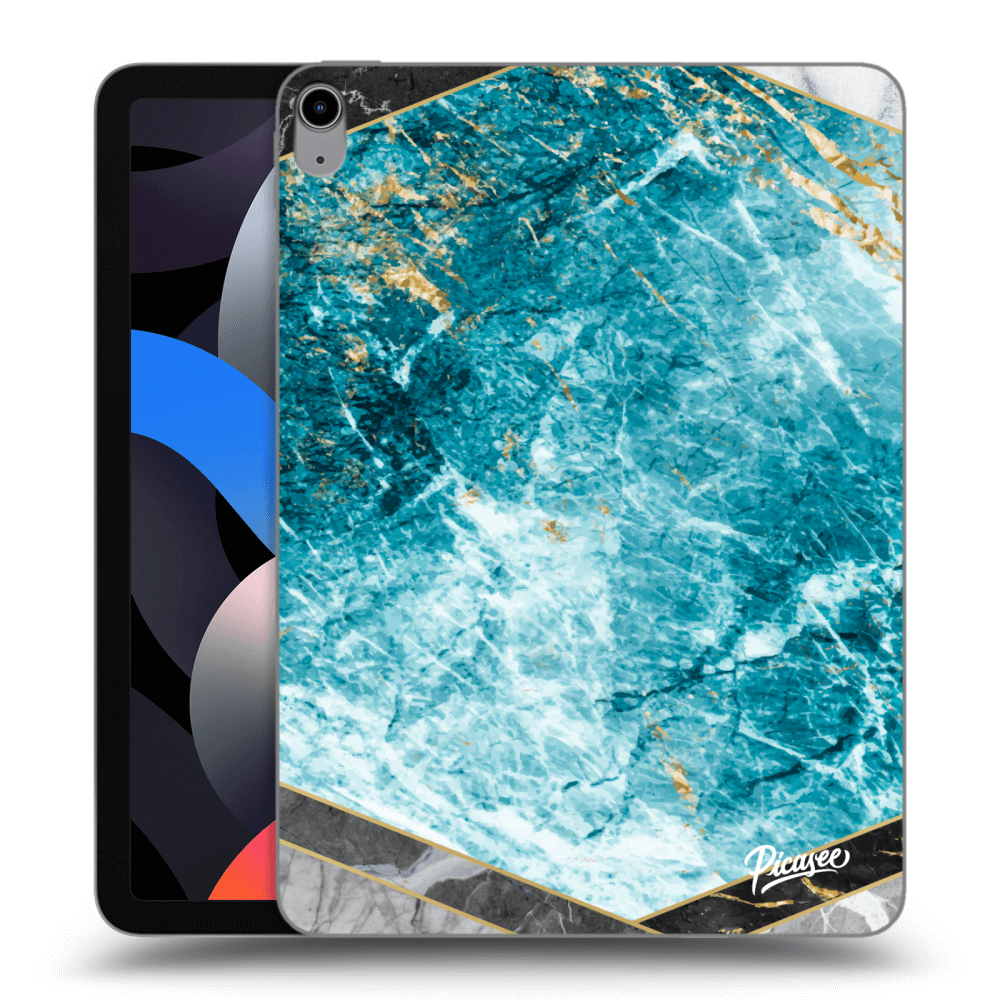 Picasee silikonowe przeźroczyste etui na Apple iPad Air 4 10.9" 2020 - Blue geometry