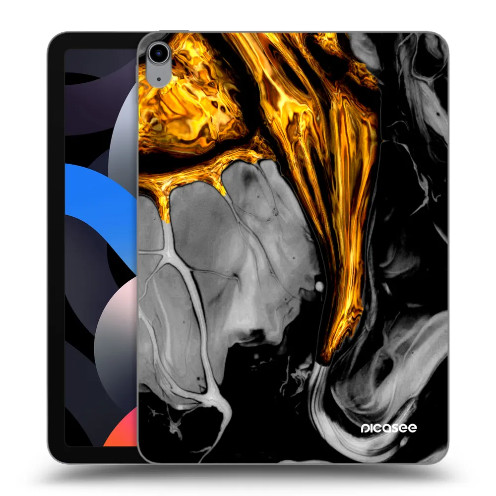 Picasee silikonowe przeźroczyste etui na Apple iPad Air 4 10.9" 2020 - Black Gold