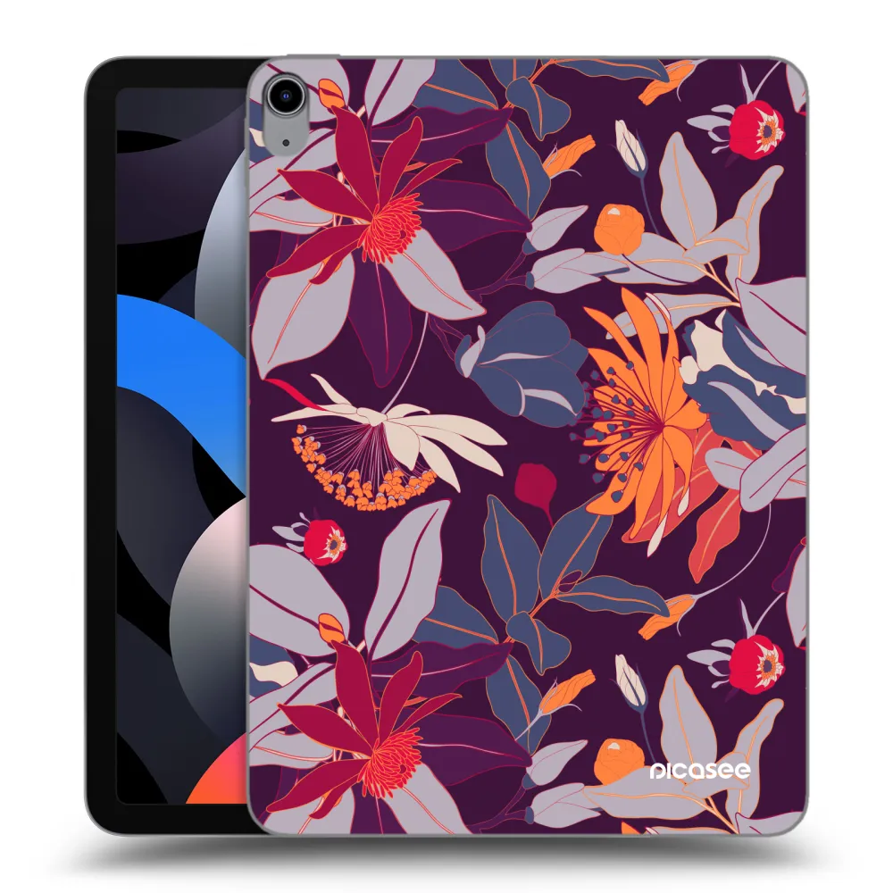 Picasee silikonowe przeźroczyste etui na Apple iPad Air 4 10.9" 2020 - Purple Leaf