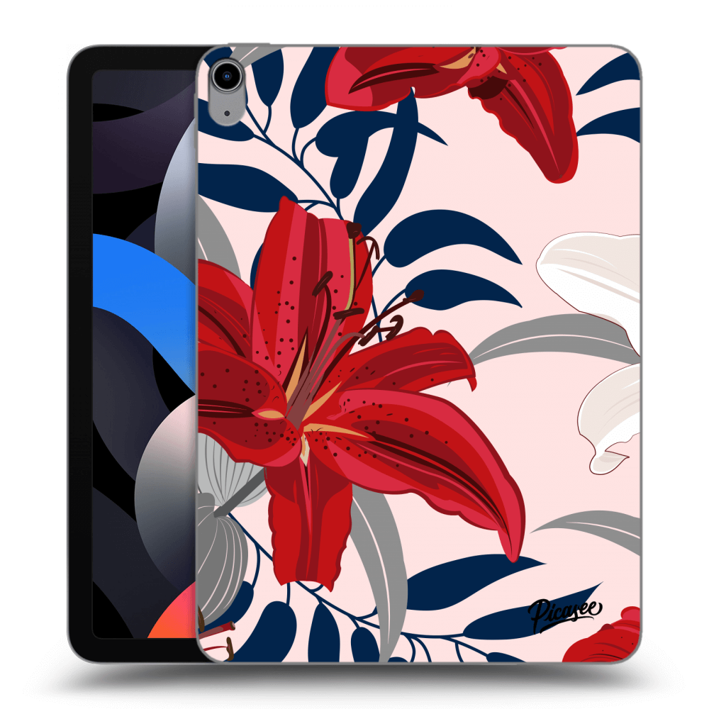 Picasee silikonowe czarne etui na Apple iPad Air 4 10.9" 2020 - Red Lily
