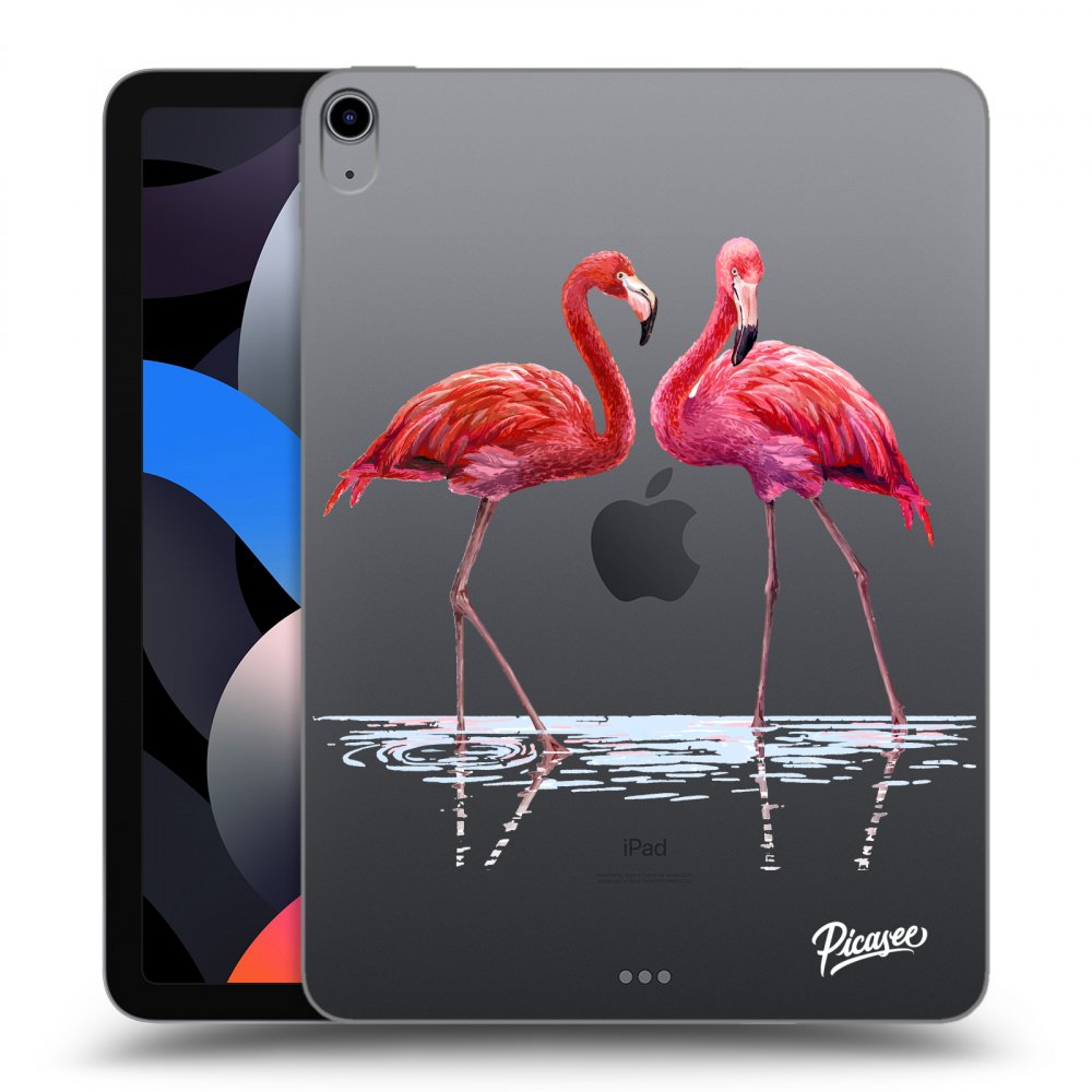 Picasee silikonowe przeźroczyste etui na Apple iPad Air 4 10.9" 2020 - Flamingos couple