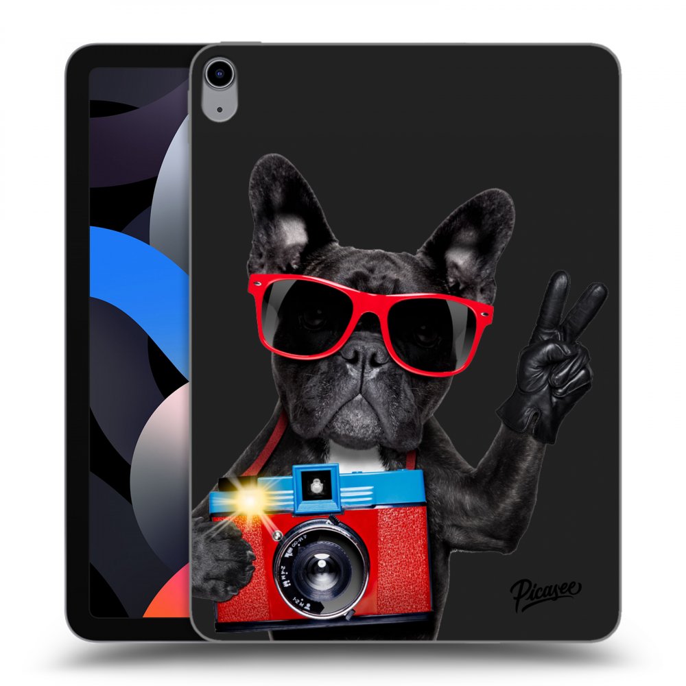 Picasee silikonowe czarne etui na Apple iPad Air 4 10.9" 2020 - French Bulldog