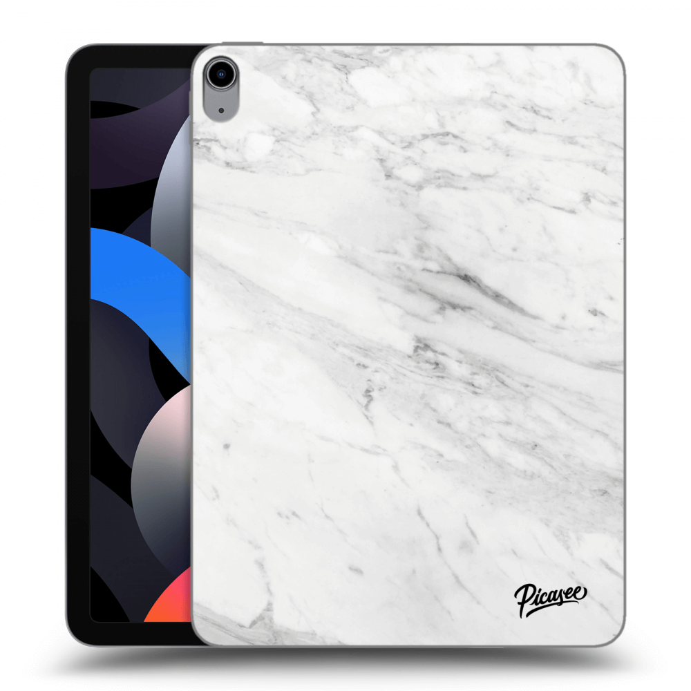 Picasee silikonowe czarne etui na Apple iPad Air 4 10.9" 2020 - White marble