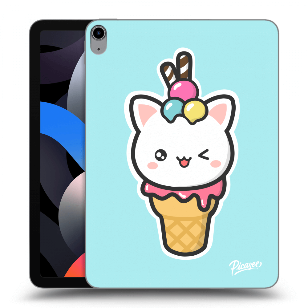 Picasee silikonowe przeźroczyste etui na Apple iPad Air 4 10.9" 2020 - Ice Cream Cat