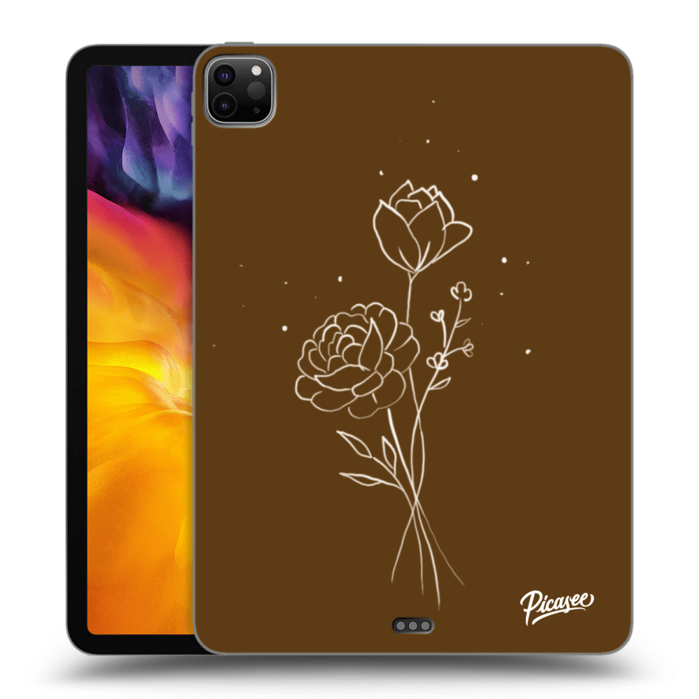 Picasee silikonowe czarne etui na Apple iPad Pro 11" 2020 (2.gen) - Brown flowers