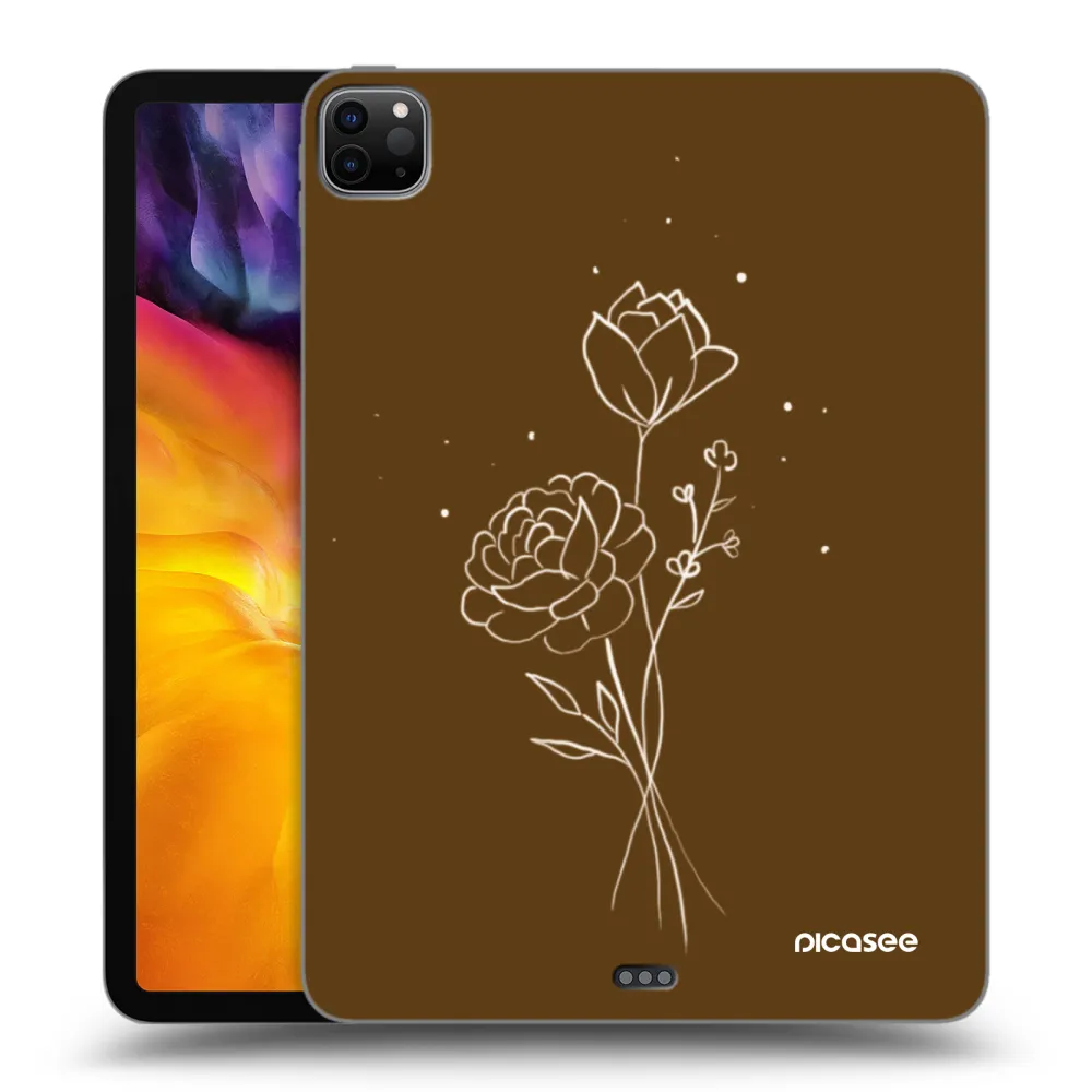 Picasee silikonowe czarne etui na Apple iPad Pro 11" 2020 (2.gen) - Brown flowers