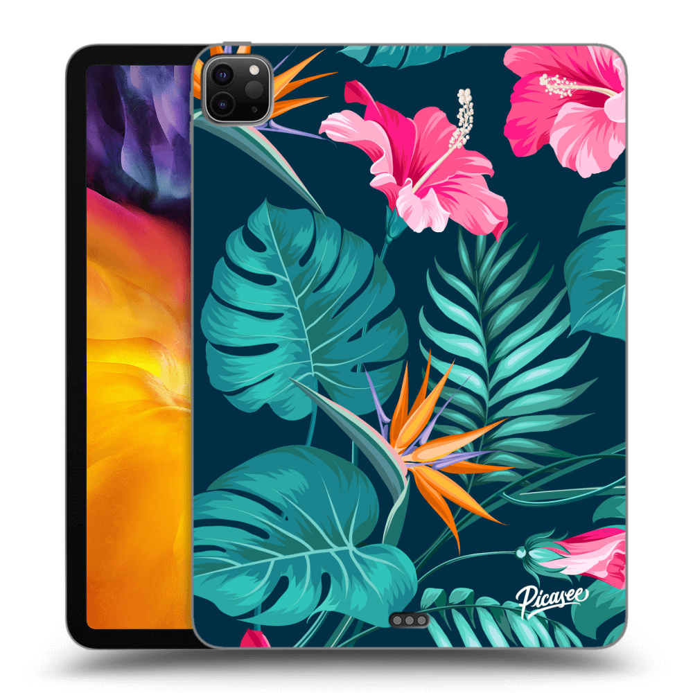 Picasee silikonowe czarne etui na Apple iPad Pro 11" 2020 (2.gen) - Pink Monstera