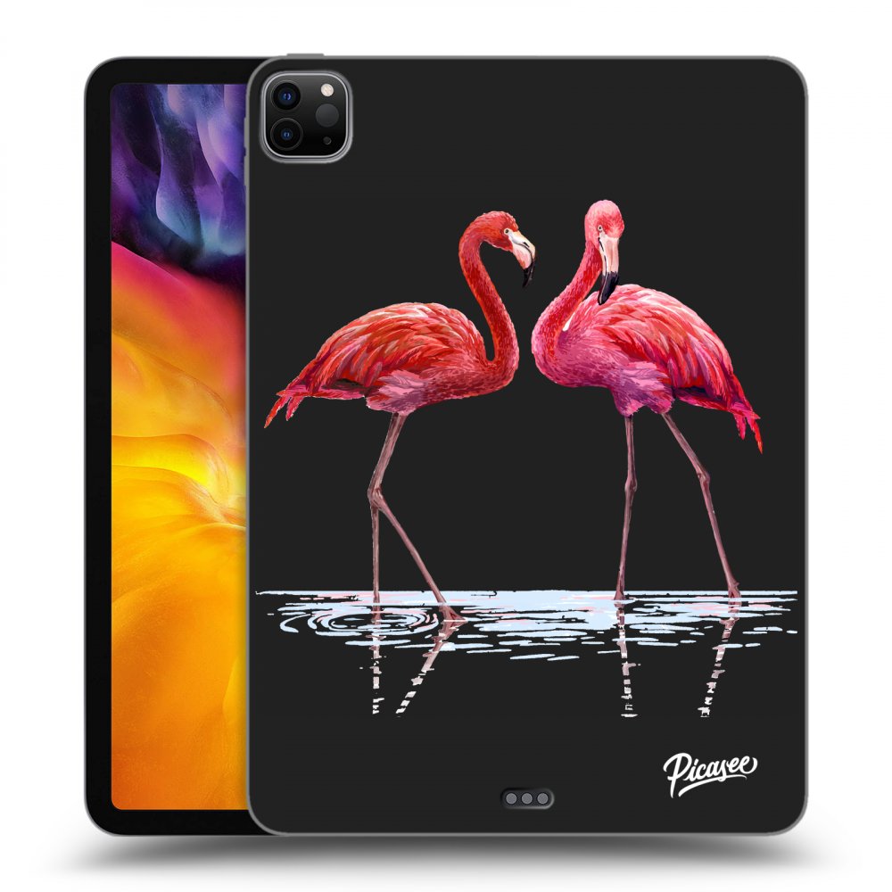 Picasee silikonowe czarne etui na Apple iPad Pro 11" 2020 (2.gen) - Flamingos couple