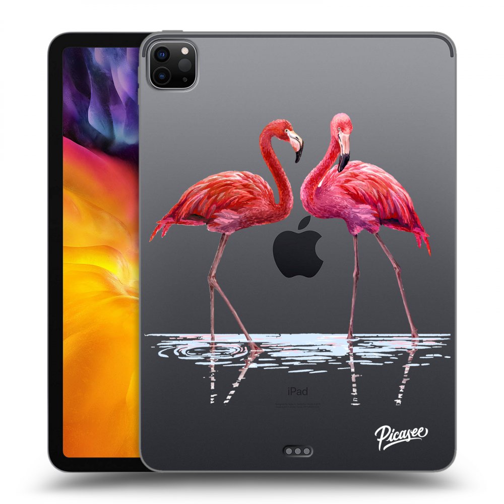 Picasee silikonowe przeźroczyste etui na Apple iPad Pro 11" 2020 (2.gen) - Flamingos couple