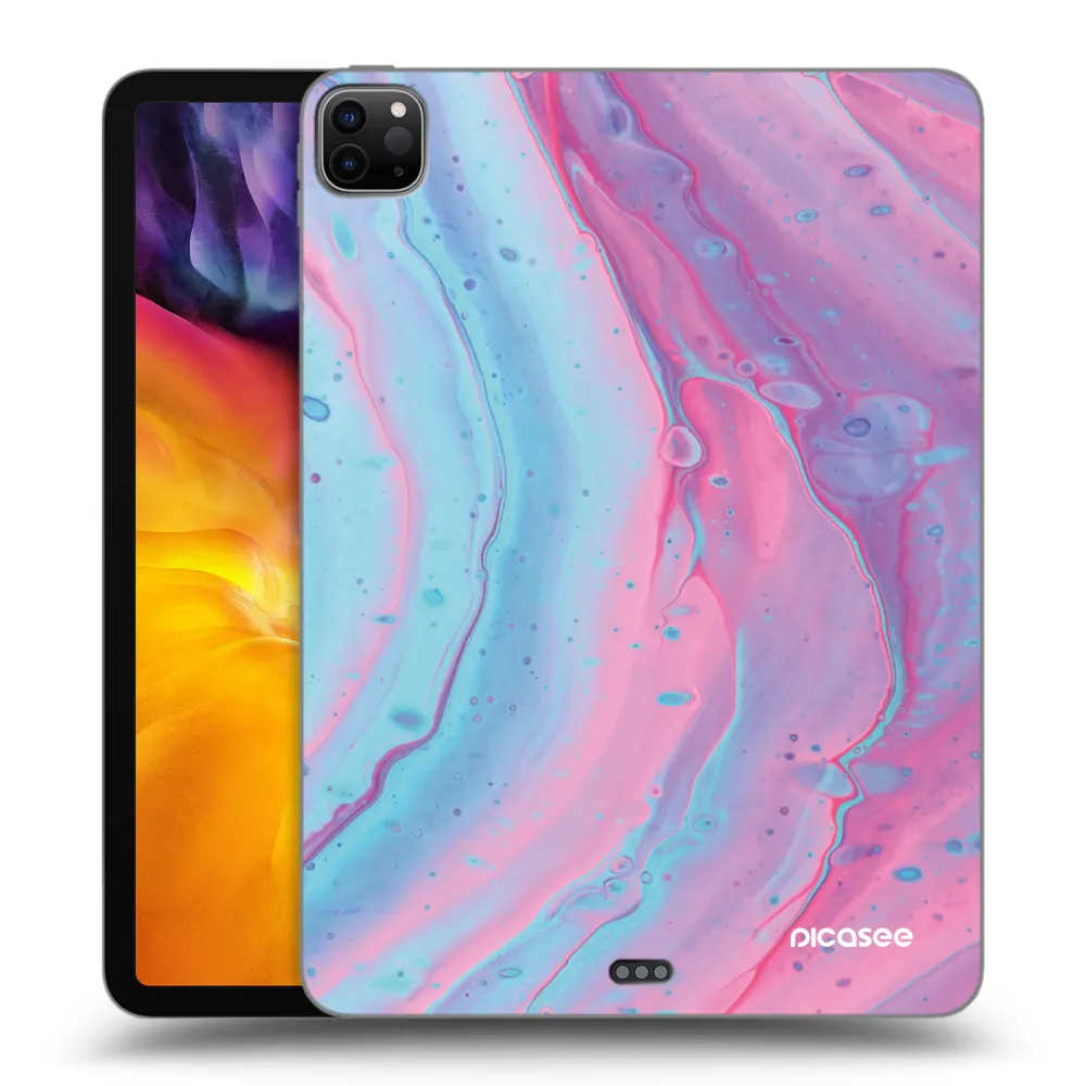 Picasee silikonowe czarne etui na Apple iPad Pro 11" 2020 (2.gen) - Pink liquid