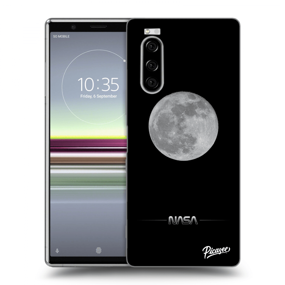 Picasee silikonowe czarne etui na Sony Xperia 5 - Moon Minimal