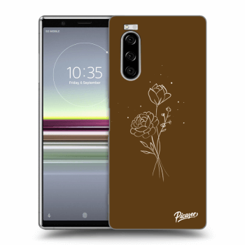 Picasee silikonowe przeźroczyste etui na Sony Xperia 5 - Brown flowers